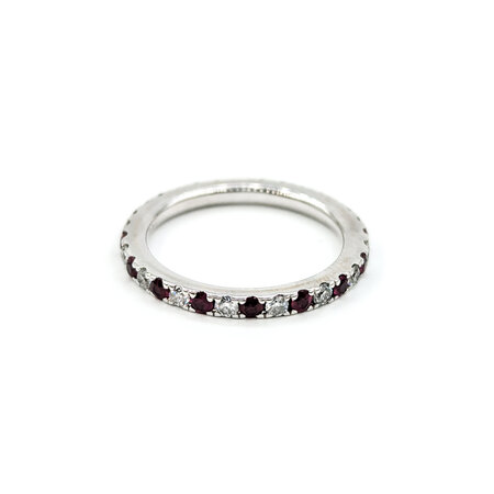 Ring Bridal Eternity .50ctw Round Diamonds .50ctw Ruby 18kw sz6.5 2.1mm 124060543