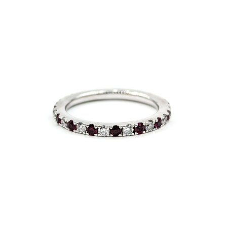 Ring Bridal Eternity .50ctw Round Diamonds .50ctw Ruby 18kw sz6.5 2.1mm 124060543