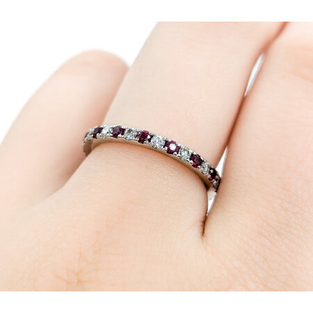 Ring Bridal Eternity .50ctw Round Diamonds .50ctw Ruby 18kw sz6.5 2.1mm 124060543