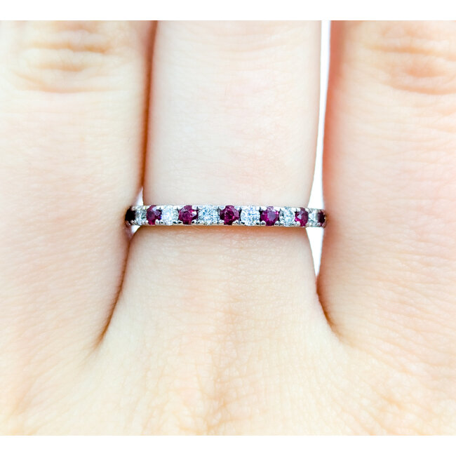 Ring Bridal Eternity .50ctw Round Diamonds .50ctw Ruby 18kw sz6.5 2.1mm 124060543