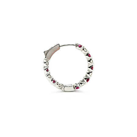 Earrings Hoop 1.24ctw Diamonds 1.38ctw Rubies 14kw .75" 123030211