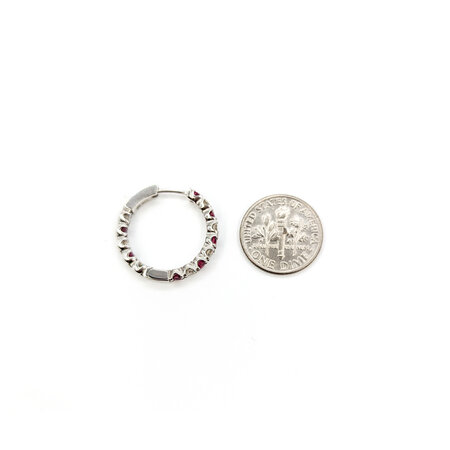 Earrings Hoop 1.24ctw Diamonds 1.38ctw Rubies 14kw .75" 123030211