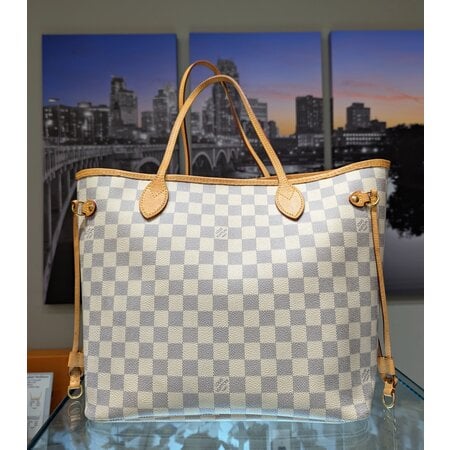 Handbag Louis Vuitton Neverfull MM Azur Damier 124085056