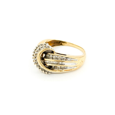 Ring Crossover .50ctw Round/Baguette Diamonds 10ky sz8.5 224080005