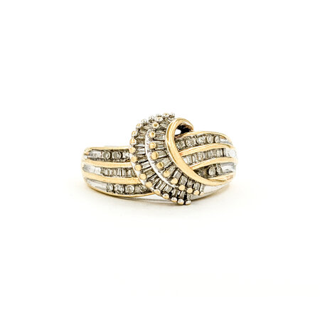 Ring Crossover .50ctw Round/Baguette Diamonds 10ky sz8.5 224080005