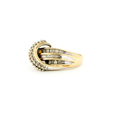 Ring Crossover .50ctw Round/Baguette Diamonds 10ky sz8.5 224080005