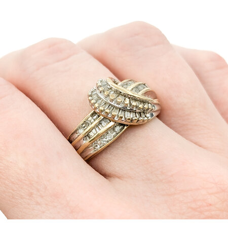 Ring Crossover .50ctw Round/Baguette Diamonds 10ky sz8.5 224080005