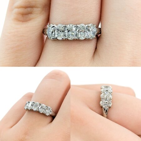 Ring 5 Stone Shared Prong 1.25ctw Oval Diamonds Platinum sz5.5 224090451