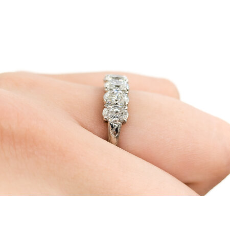 Ring 5 Stone Shared Prong 1.25ctw Oval Diamonds Platinum sz5.5 224090451