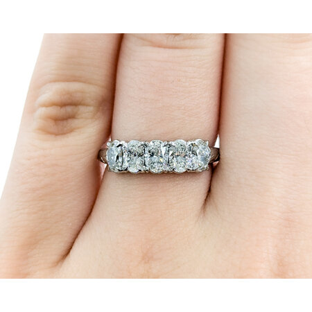 Ring 5 Stone Shared Prong 1.25ctw Oval Diamonds Platinum sz5.5 224090451