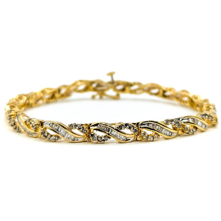 Bracelet 1.0ctw Round/Baguette Diamonds 14ky 7" 223100158