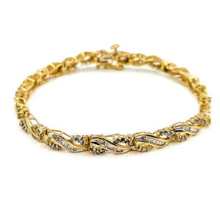 Bracelet 1.0ctw Round/Baguette Diamonds 14ky 7" 223100158