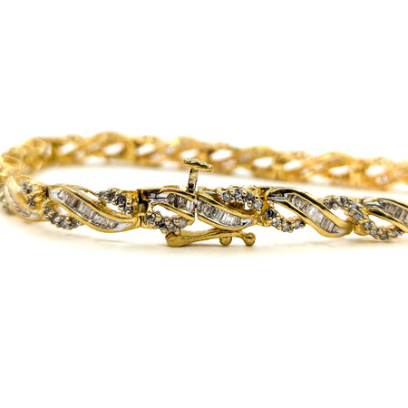 Bracelet 1.0ctw Round/Baguette Diamonds 14ky 7" 223100158