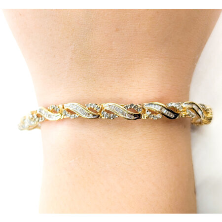 Bracelet 1.0ctw Round/Baguette Diamonds 14ky 7" 223100158