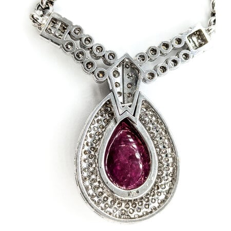 Necklace 1.50ctw Round Diamonds Rolo 6.5ct Ruby 18kw 16.5" mm 224092250