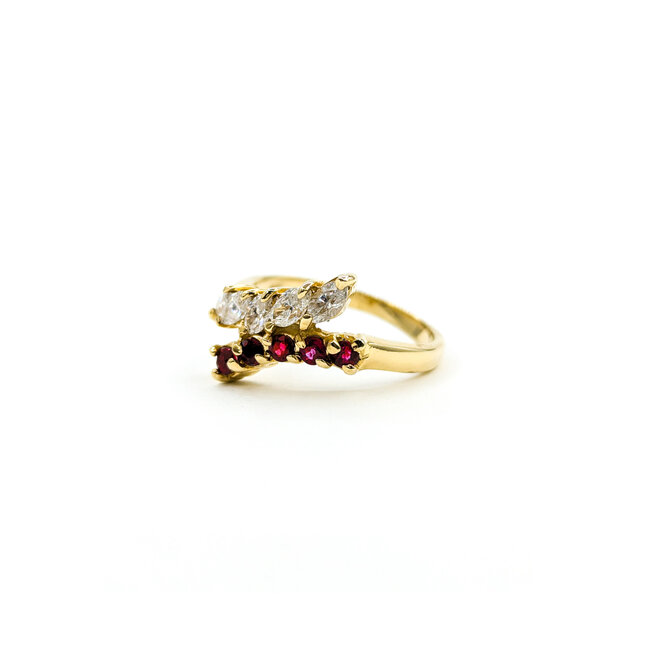 Ring .75ctw Marquise Diamonds .25ctw Rubies 14ky Sz6.75 223070059