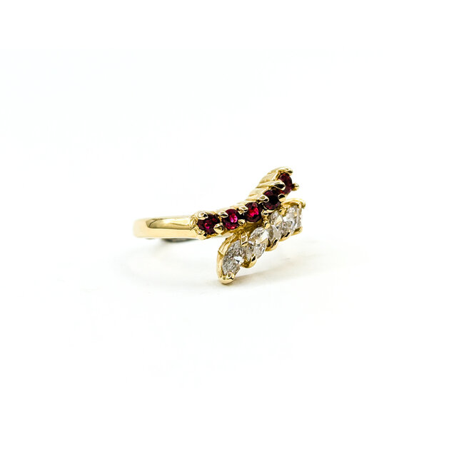 Ring .75ctw Marquise Diamonds .25ctw Rubies 14ky Sz6.75 223070059