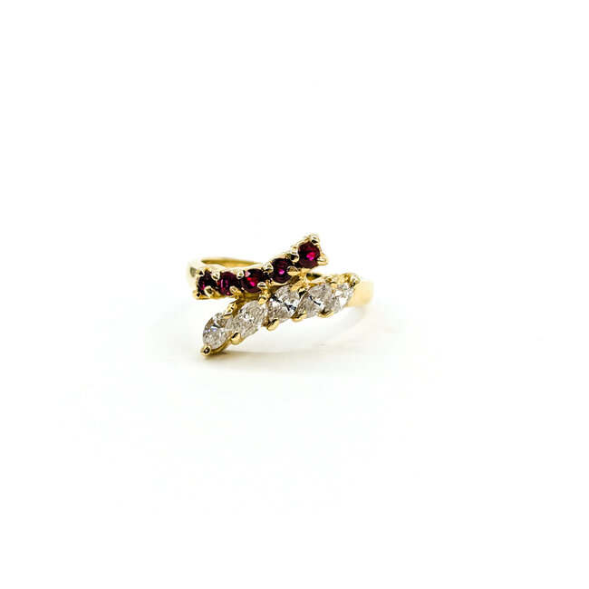 Ring .75ctw Marquise Diamonds .25ctw Rubies 14ky Sz6.75 223070059