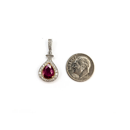 Pendant Drop .32ctw Diamonds 1.57ct Ruby 950pt 1x.5" 123110168