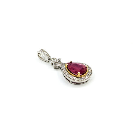 Pendant Drop .32ctw Diamonds 1.57ct Ruby 950pt 1x.5" 123110168