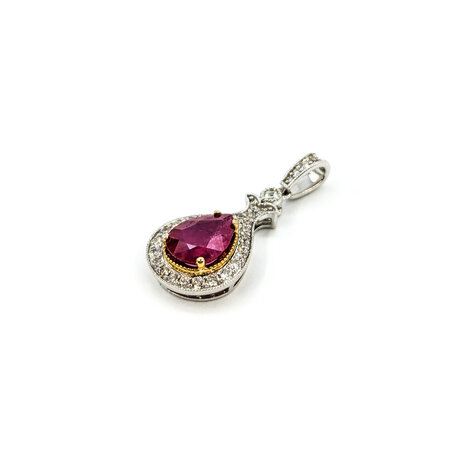 Pendant Drop .32ctw Diamonds 1.57ct Ruby 950pt 1x.5" 123110168