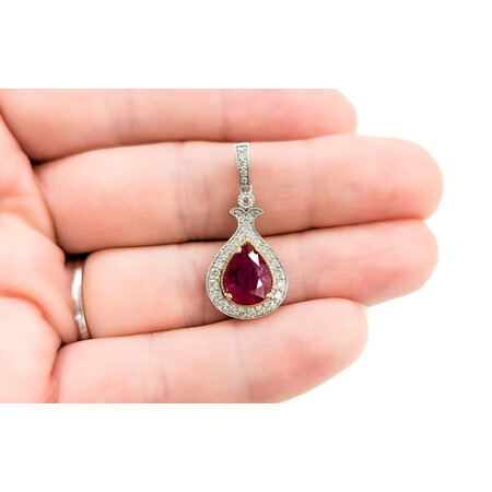 Pendant Drop .32ctw Diamonds 1.57ct Ruby 950pt 1x.5" 123110168