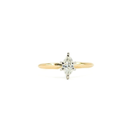 Ring Solitaire Engagement 6 Prong .25ct Marquise Diamond 14ky sz6.5 224090303