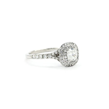 Ring Tiffany Soleste Engagement Double Halo .46ct Cushion Diamond .35ctw Diamonds Platinum sz7.5 224090302