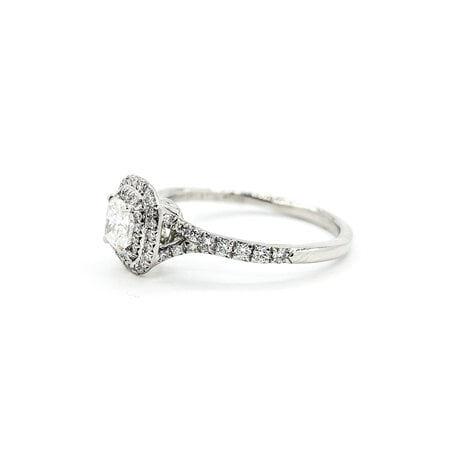 Ring Tiffany Soleste Engagement Double Halo .46ct Cushion Diamond .35ctw Diamonds Platinum sz7.5 224090302