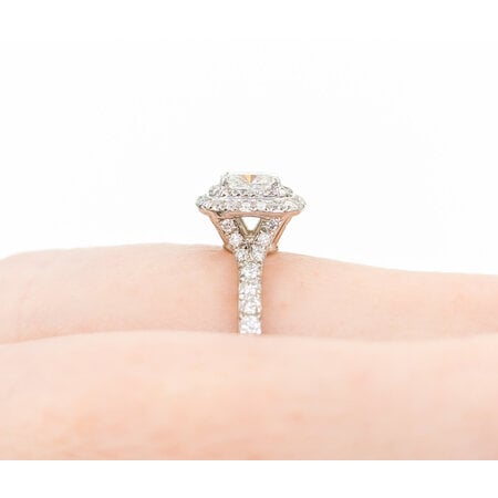 Ring Tiffany Soleste Engagement Double Halo .46ct Cushion Diamond .35ctw Diamonds Platinum sz7.5 224090302