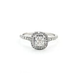  Ring Tiffany Soleste Engagement Double Halo .46ct Cushion Diamond .35ctw Diamonds Platinum sz7.5 224090302