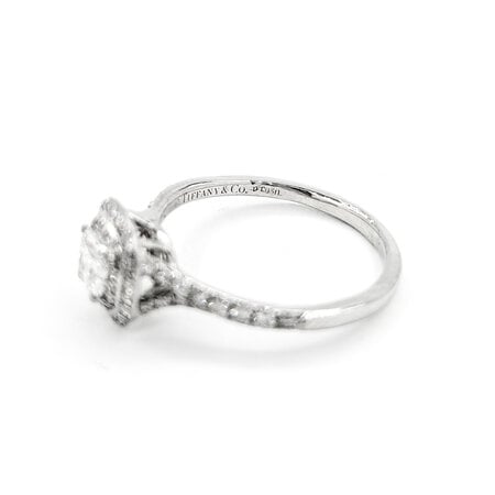 Ring Tiffany Soleste Engagement Double Halo .46ct Cushion Diamond .35ctw Diamonds Platinum sz7.5 224090302