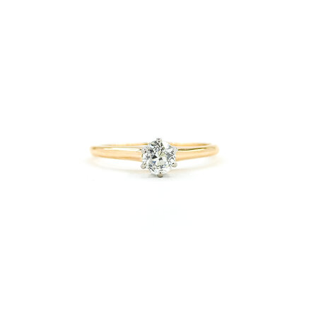 Ring Solitaire Mid Century .33ct Mine Cut Diamond 14ky sz5.5 224090755