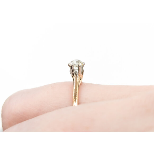 Ring Solitaire Mid Century .33ct Mine Cut Diamond 14ky sz5.5 224090755