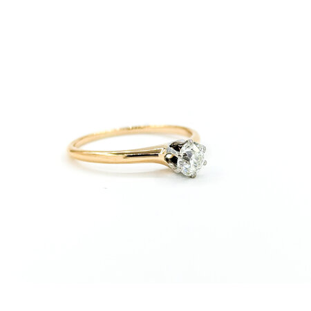 Ring Solitaire Mid Century .33ct Mine Cut Diamond 14ky sz5.5 224090755