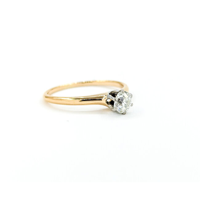 Ring Solitaire Mid Century .33ct Mine Cut Diamond 14ky sz5.5 224090755