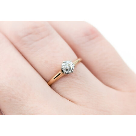 Ring Solitaire Mid Century .33ct Mine Cut Diamond 14ky sz5.5 224090755