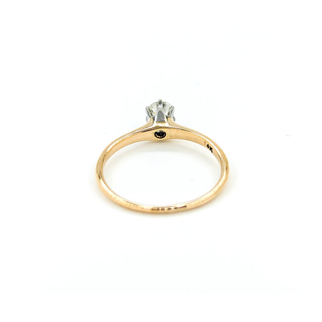 Ring Solitaire Mid Century .33ct Mine Cut Diamond 14ky sz5.5 224090755