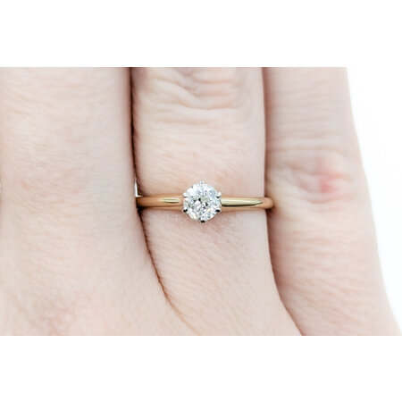 Ring Solitaire Mid Century .33ct Mine Cut Diamond 14ky sz5.5 224090755