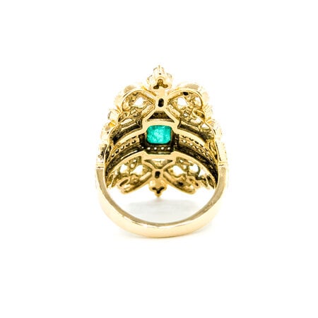 Ring Effy Milgrain .40ctw Round Diamonds 1.0ct Emerald 14ky sz7 224090153