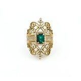  Ring Effy Milgrain .40ctw Round Diamonds 1.0ct Emerald 14ky sz7 224090153