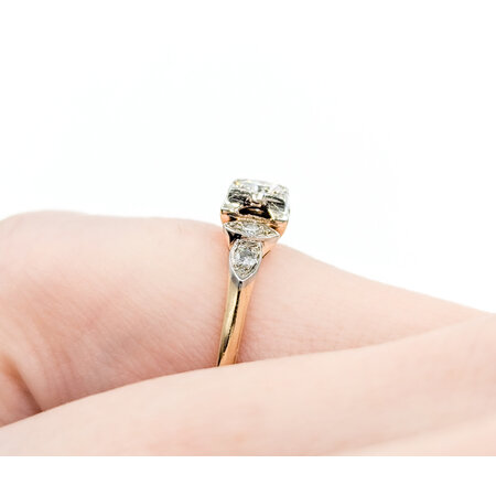 Ring Engagement 1940's .25ct Round Diamond .06ctw Diamonds 14/18kyw sz8 224090752