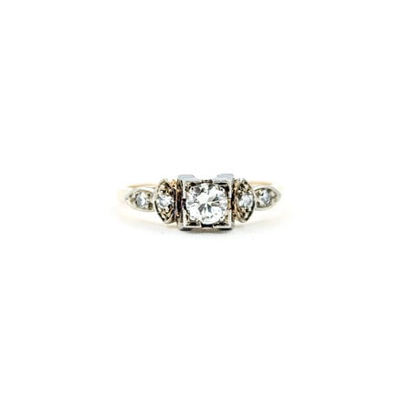 Ring Engagement 1940's .25ct Round Diamond .06ctw Diamonds 14/18kyw sz8 224090752