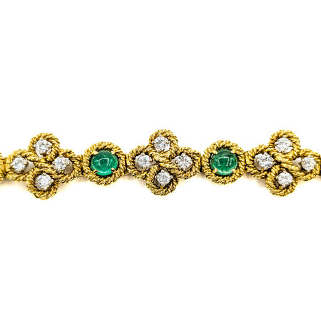 Bracelet 2.80ctw Round Diamonds 4.20ctw Emerald 18ky Rope Styling 7" 14mm 224093521