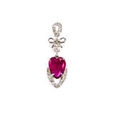  Pendant Heart .13ctw Diamonds .9ct Ruby 14kw .95x.3" 123060208