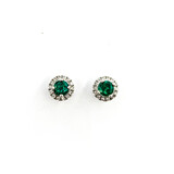  Earrings Halo .25ctw Diamonds 1.05ctw Emerald 14kw 122110088