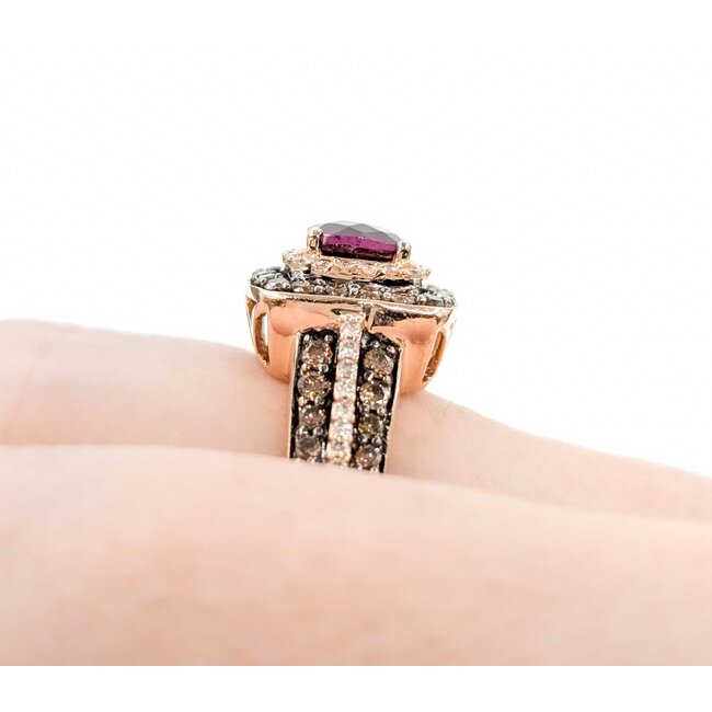 Ring LeVian 1.00ctw Round Diamonds .88ct Rhod Garnet 14ky sz7 124060157