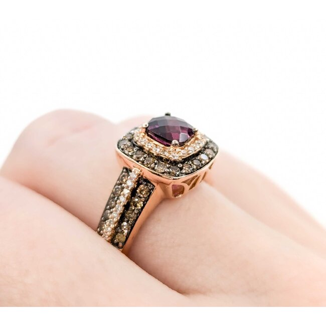 Ring LeVian 1.00ctw Round Diamonds .88ct Rhod Garnet 14ky sz7 124060157