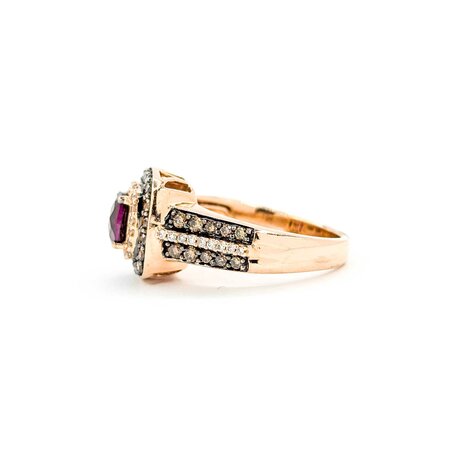 Ring LeVian 1.00ctw Round Diamonds .88ct Rhod Garnet 14ky sz7 124060157