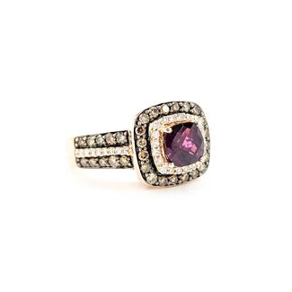 Ring LeVian 1.00ctw Round Diamonds .88ct Rhod Garnet 14ky sz7 124060157